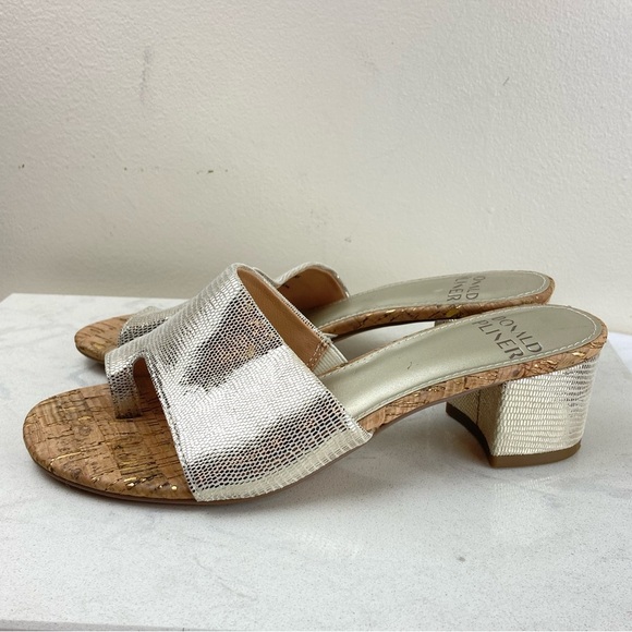Donald Pliner Naia Embossed Metallic Sandals - Picture 6 of 9